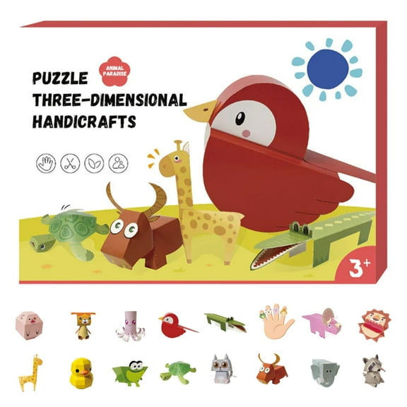 3D Handmade Origami Book, Fun DIY Origami Paper Craft Kit, Easy Handmade Craft 3D Paper Models for Home Decor, Tool-Free Design, Art Projects Supplies, Handmade Gifts (Animal-16 Patterns)