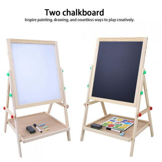 Wooden Kids Easel w/Paper Roll Double Side Multiple-use Magnetic  Whiteboard/Chal