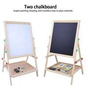 Brrnoo Adjustable Height Double Sided Kids Art Easel Wooden Standing Easel, Dry Erase Board and Chalkboard