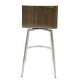 thumbnail image 6 of Mason Contemporary Swivel Counter Stool In Stainless Steel, Walnut Wood, And White Faux Leather - Set Of 2, 6 of 7