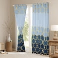 thumbnail image 3 of Erosebridal Geometric Honeycomb Curtains Pack of 2 (42x84 Each) For Boys Girls,Marble Hexagon Curtains Blackout For Teens Adults,Blue Gold, 3 of 6