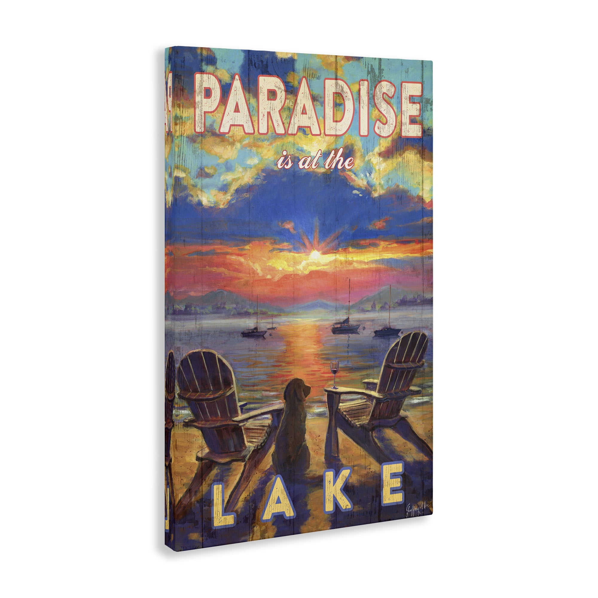 Stupell Industries Paradise At Lake Landscape Landscape & Nature Painting Wrapped Canvas Art Print Wall Art, 30 x 45