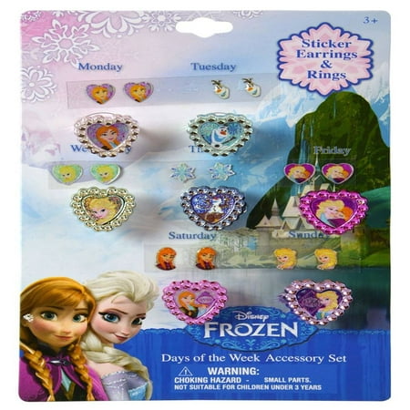 American Princess Jewelry Set - Disney Princess Frozen Stick On Earring & Ring 7 Day Jewelry Set Toys & Games