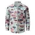 thumbnail image 3 of Men‘s Large Size Button Printing Lapel Coat Jacket Top Blouse Shirt, 3 of 6