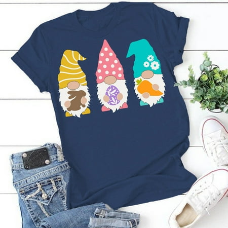 

Ayolanni Bunny Scrub Top Women Casual Printing Short Sleeves O-Neck Loose T-Shirt Blouse Tops