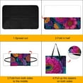 thumbnail image 4 of Vibrant Floral Textile Design Dark Background Picnic Blanket Waterproof Outdoor Beach Blanket Hand-held Pad Suitable for Travel, Camping, Beach, Family Gatherings, 4 of 8