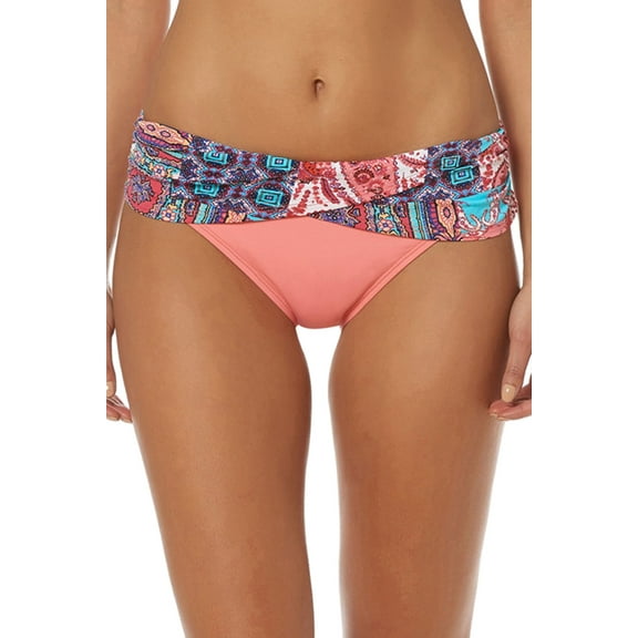 Bleu Rod Beattie Women's Sarong Hipster Bikini Bottom Swimwear, Free Spirit Coral, 6
