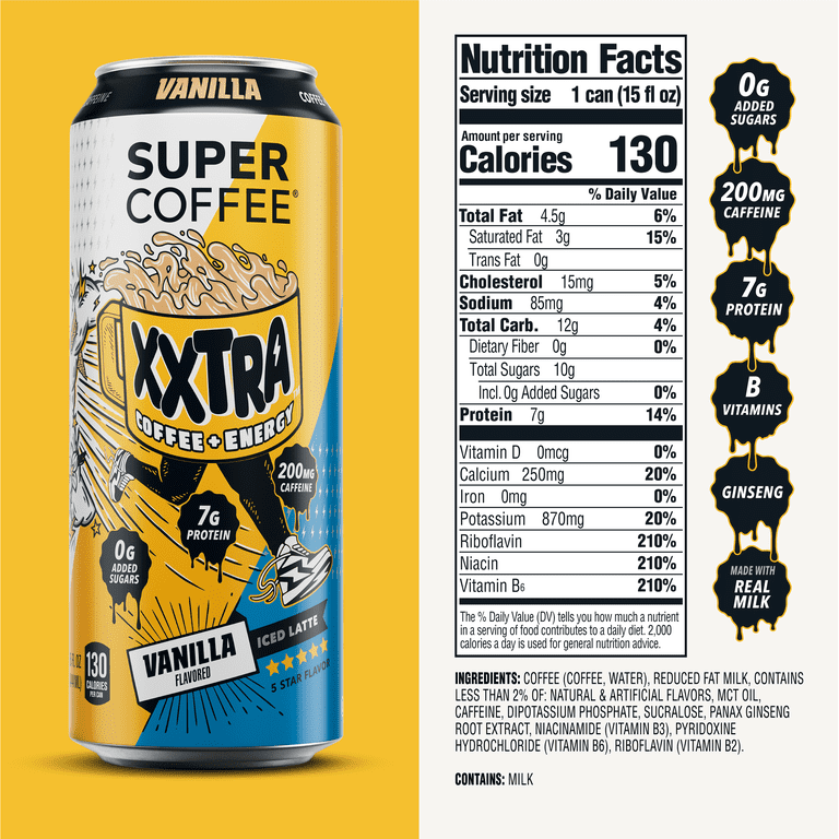 Super Coffee XXTRA Vanilla Iced Coffee Bottle, 15 fl oz - Walmart.com