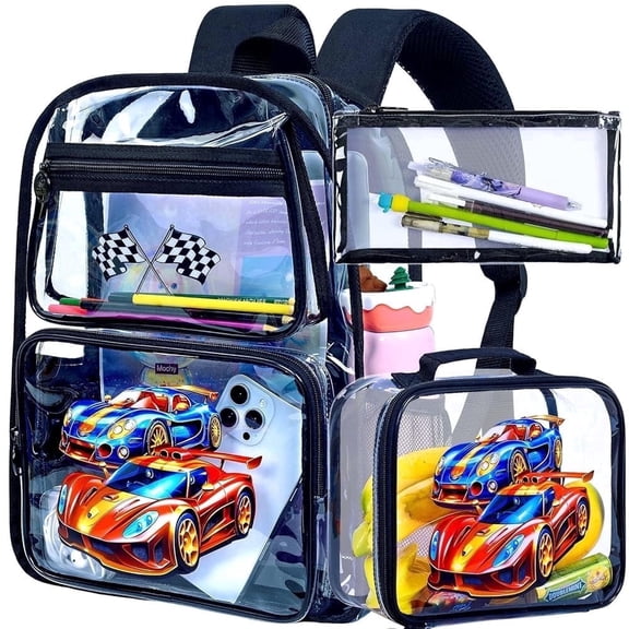 Heavy Duty Clear Backpack, Transparent PVC Bookbag for Men Women, See Through Stadium Approved Backpack