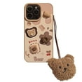 3D bear biscuit sweet retro leather bracelet phone case for iphone 13