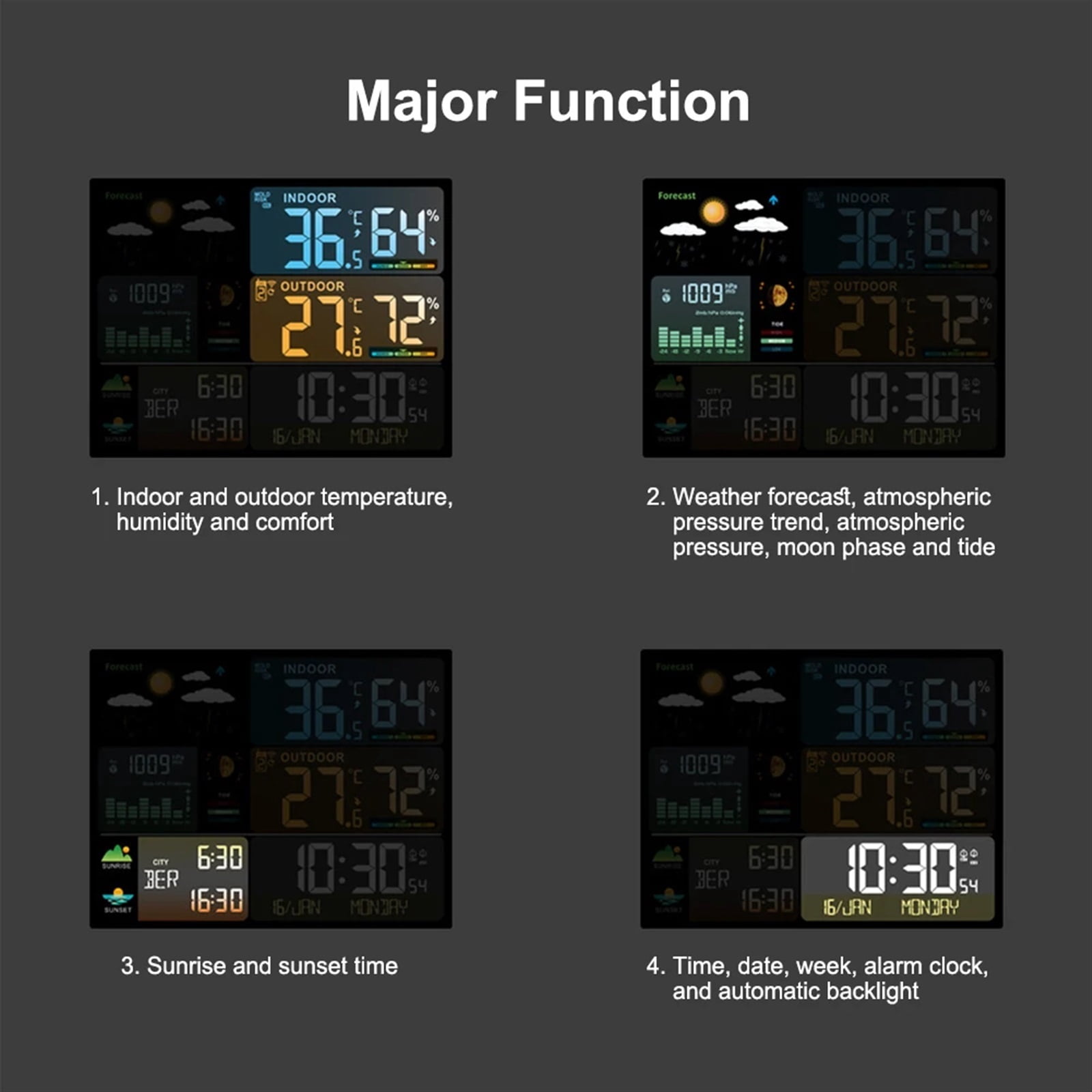 Weather Station for Indoor Outdoor Digital Clock Thermometer Temperature Humidity Monitor with Weather Forecast with 1 Sensor ,High Precision