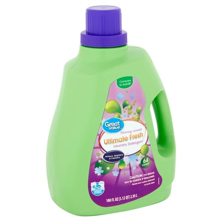 Great Value Ultimate Fresh Blooming Lavender Laundry Detergent, 64 loads, 100 fl (Best Value Laundry Detergent)