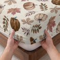 thumbnail image 3 of King Size Fitted Sheet Set - Vintage Pumpkins Fall 3 Piece Bedding Sets 16" Deep Pocket Fitted Sheet with 2 Pillowcases, Beige Thanksgiving Botanical Farm Brushed Microfiber Hotel Luxury Bed Sheets, 3 of 9