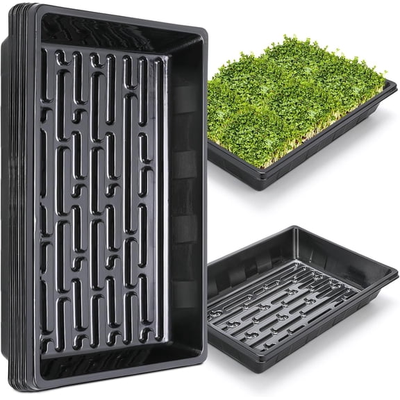 Upgraded 5 Pack Plant Growing Trays Seed Starting Tray Microgreens Growing Trays Seedling Plant Germination Starter Tray Transplant Fodder Flats, No Holes, No Leakage, Reusable (1017)