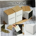 thumbnail image 5 of Coffee Tea Sugar Container Set of 3 Iron Tea Coffee Sugar Canister Set with Airtight Bamboo Lid and Name Marker Simple Square White Coffee Tea Sugar Container Set, 5 of 7
