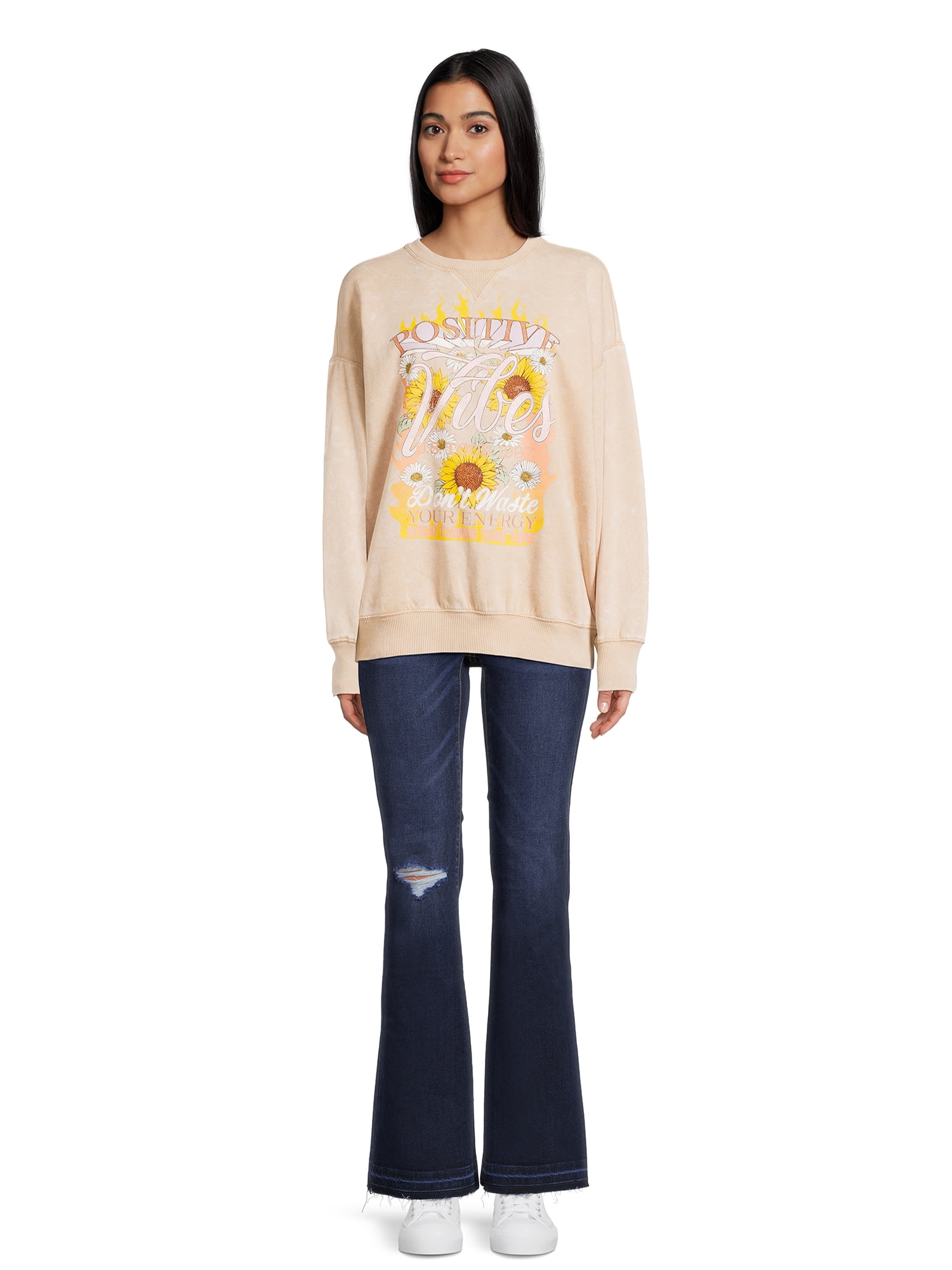 Self Esteem Juniors Washed Graphic Crewneck Sweatshirt, Sizes S-XL