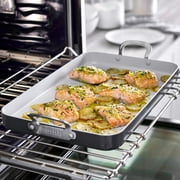 GreenPan Bobby Flay 18 x 11 Nonstick Double Burner Griddle, Cream