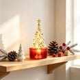 thumbnail image 4 of Mini Christmas Tree Table Lamp LED Night Light, Small Xmas Desktop Ornament for Window Sill Fireplace Holiday Decor, Plastic, Warm White Glow, Gift Box Base, 4 of 6