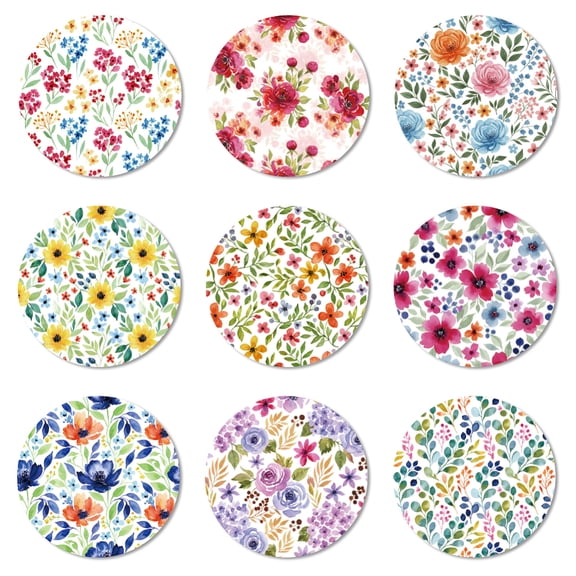 Coasters Set of 9 Mountain Floral Patterns Pattern Colorful Wooden Coasters Bulk Round Housewarming Gift