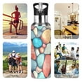 thumbnail image 5 of Water Bottles 20oz Straw Lid Wide Mouth Stainless Steel for School Sport Travel Colorful Small Stones, 5 of 9