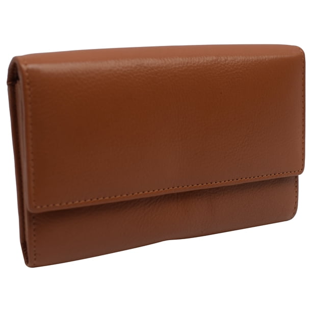 BOSTANTEN Womens Leather Wallets RFID Blocking Large Capacity Trifold Card Holder Ladies Phone Clutch Black＆Brown