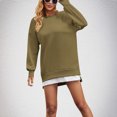 thumbnail image 4 of Ltctricy Sweatshirts Dress for Women Casual Long Sleeve Crewneck Mini Dress Oversized Loose Side Slits Zipper Pullover Dress, 4 of 7