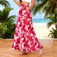 thumbnail image 2 of LWavelet Women Abstract Camo Print Maxi Skirt Elastic Waist With Pockets Casual Long Skirt Watermelon Red L, 2 of 5