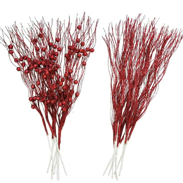 10Pcs Christmas Tree Picks Eco-friendly Vibrant Color Widely Used Artificial Tree Filler Sticks Berry Branches Stems