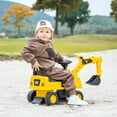 thumbnail image 5 of Costway Licensed Caterpillar Kids Rid-On Digger Excavator Toy with Digging Bucket & Storage, 5 of 10