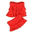 thumbnail image 2 of Island Escape Womens Tiered Ruffle Skirt 2 Piece Bandeau, Orange, 8, 2 of 2