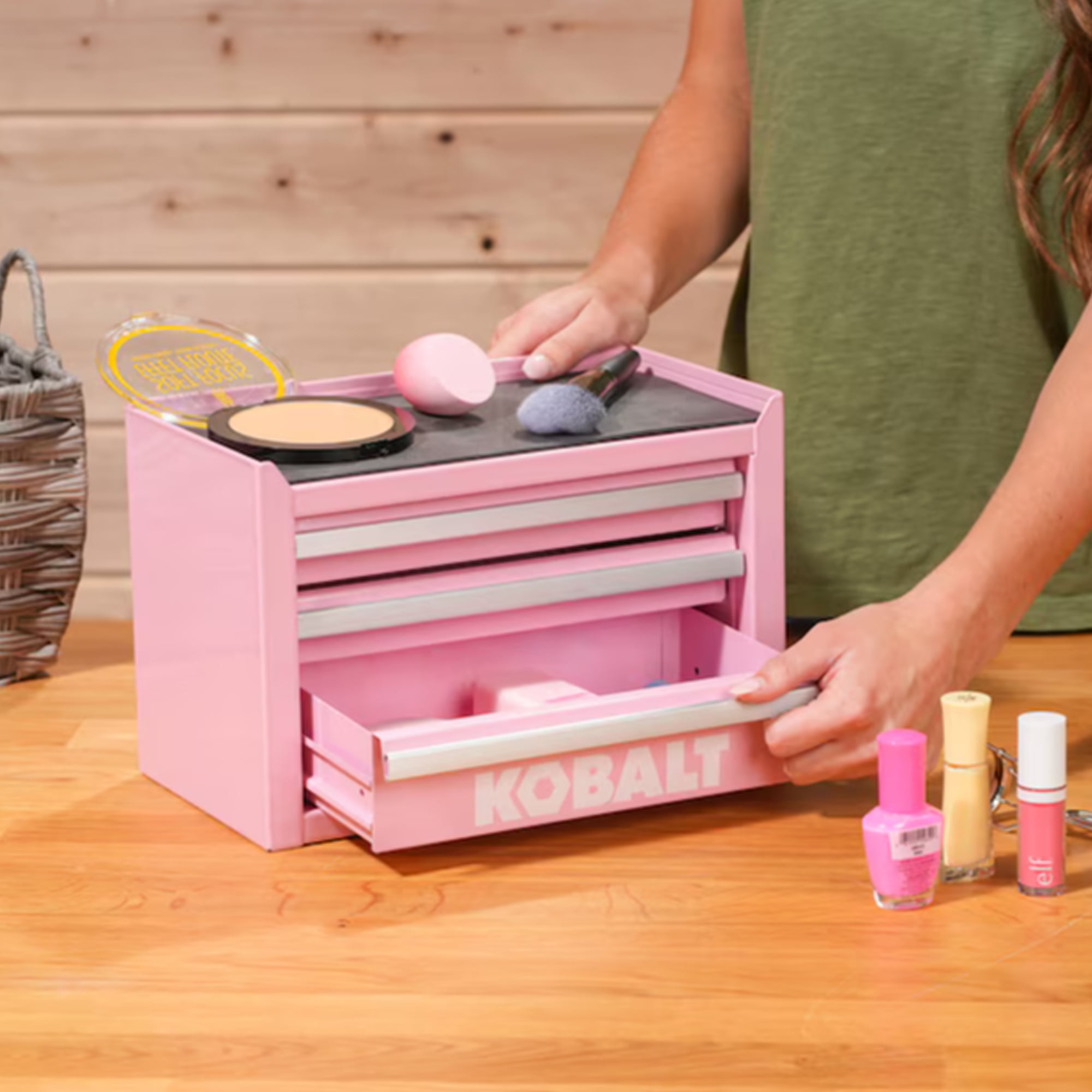 カラーミニキャビ (6L(おしぼり25~30本収納)/ピンク) /0-6495-03 6g7v4d0 Kobalt Mini 3-Drawer Pink Steel Tool Jewelry Box Rare Base