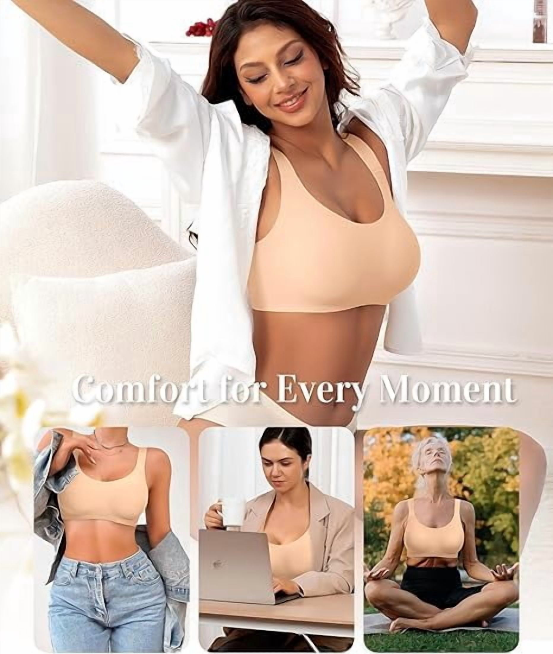 Werena Wireless Bras for Women No Underwire Seamless Full Coverage Comfortable Everyday Bra with Medium Support