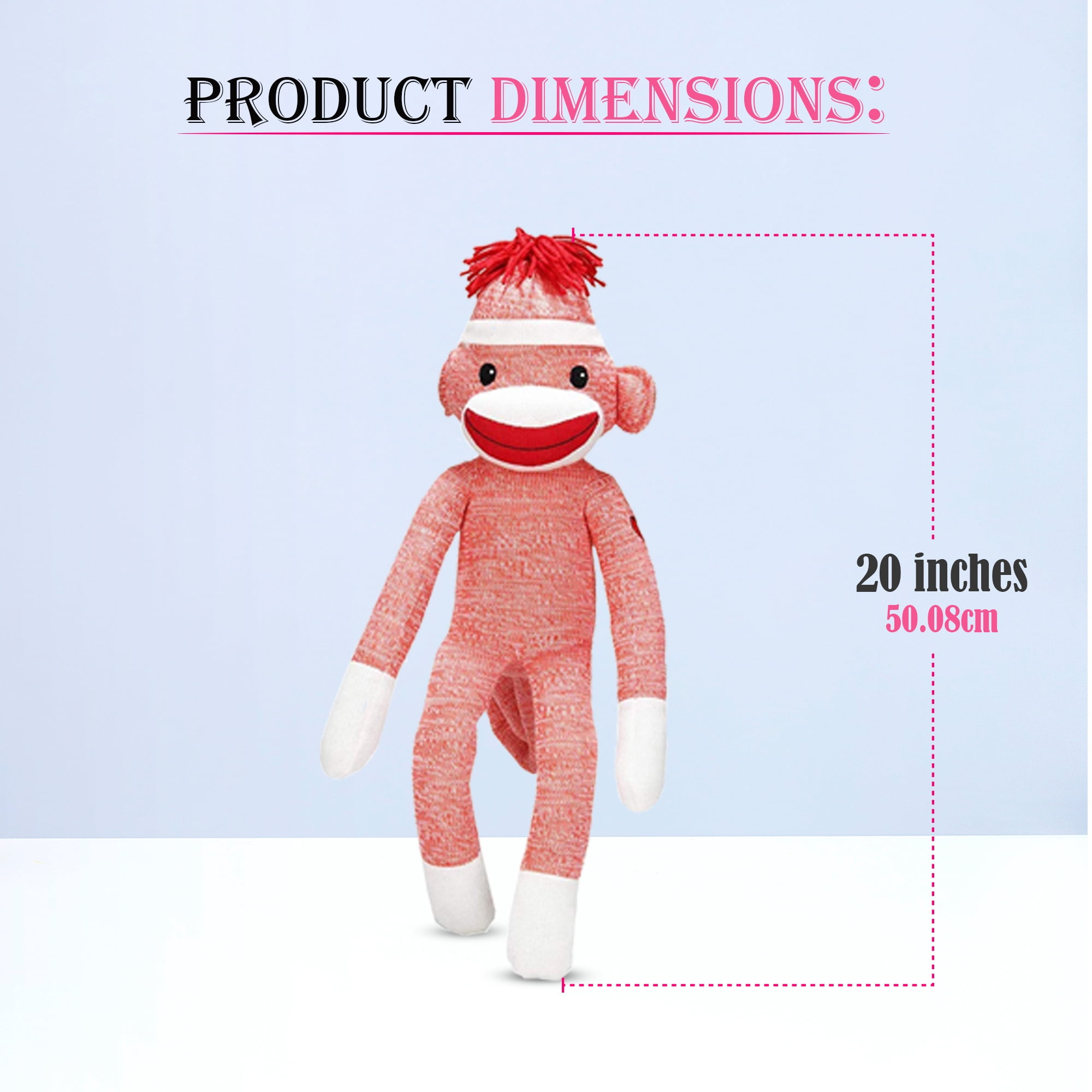Made by Aliens Adorable Orange Sock Monkey, The Original Traditional Hand Knitted Stuffed Animal Toy Gift-for Kids, Babies, Teens, Girls and Boys Baby Doll Present Puppet 20 Inches