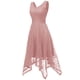 thumbnail image 1 of Vestidos Para Mujer Vestidos de Invitados de Boda Con Cuello en V Encaje Bloque de Color Drapeado Patchwork Lindo Vestido Formal de Fiesta de Noche Odeerbi ODB147176, 1 of 4