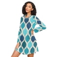 thumbnail image 3 of FORMRS Womens Long Sleeve Nightgowns Crew Neck Sleep Shirt Soft Pajamas Sizes S-3XL, Blue Geometric Pattern, 3 of 8