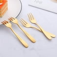 thumbnail image 4 of Tenedor de pastel de acero inoxidable 18/10, tenedor de fruta de 3 puntas, juego de tenedores de oro de 8 piezas, esmalte de espejo ideal para el postre de la fiesta de bodas Adepaton  LL-1772-1, 4 of 7