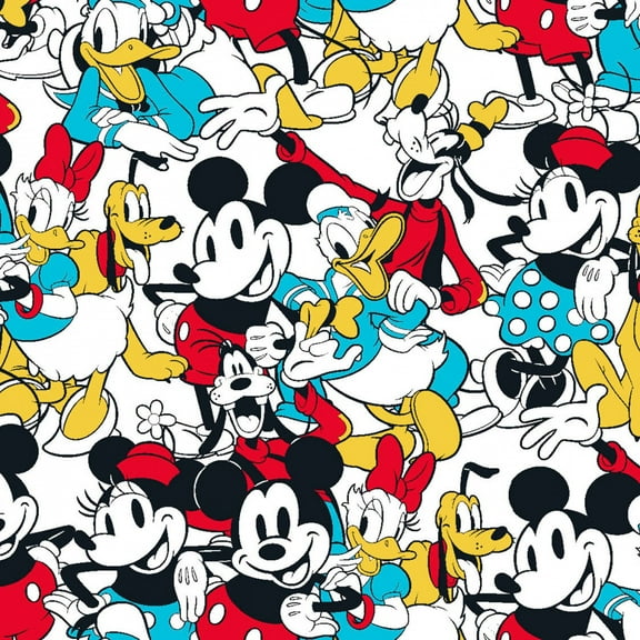 Disney Mickey & Friends Sensational 6 Snapshot 100% Cotton Fabric Sold by The Yard