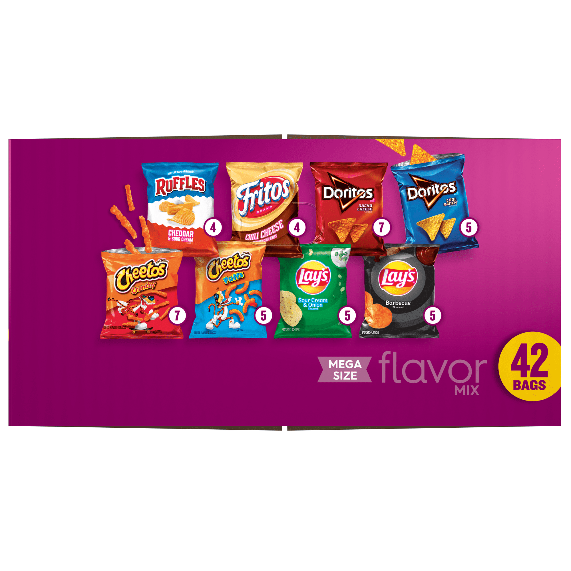 Frito-Lay Flavor Mix Variety Pack Snack Chips 42 Count Multipack with Olive Green Bowl by ValueNest