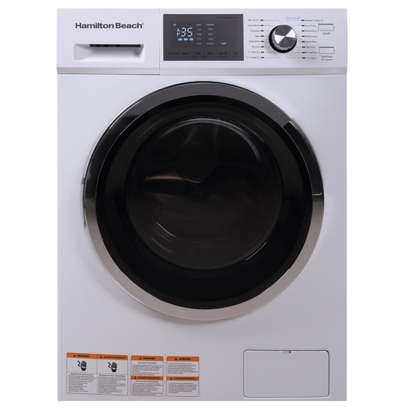 Hamilton Beach 2.7 Cu. ft. Front Loading Washer and Dryer, All-In-One Washer-Dryer Combo with with 12 Wash Programs, 800 RPM Spin Speed, White