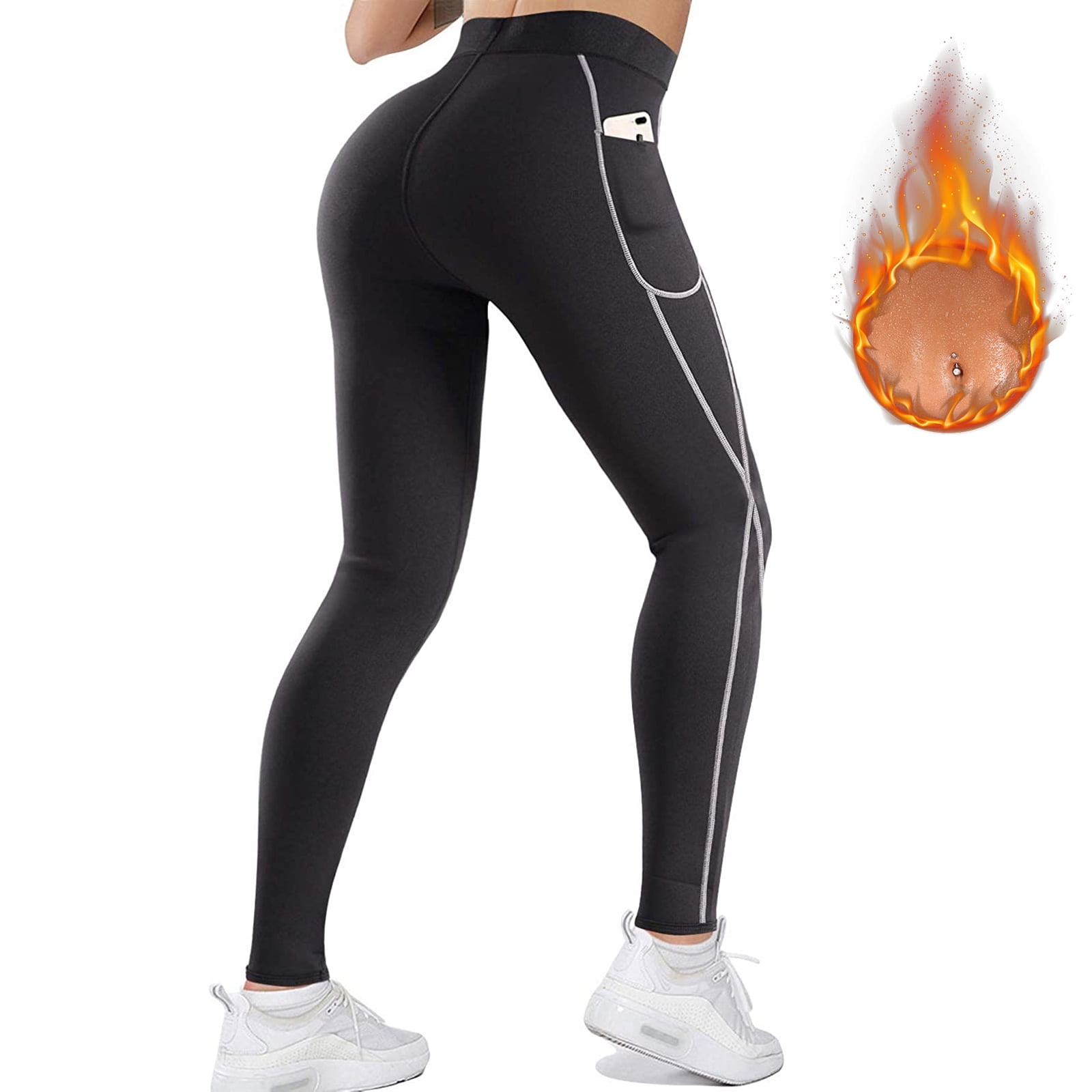 FitsT4 Womens Weight Loss Neoprene Hot Sauna Shorts Slimmer Sweat Thermo Pants with Mesh Crotch & Stylish Phone Pocket 