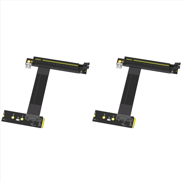 2X M.2 NGFF Key M to PCIe 16x Graphics Card Riser Adapter Card, Nvme to PCI-Express 16X Extension Cable(Left Direction),2 x Graphics Card Riser Adapter Card,Black