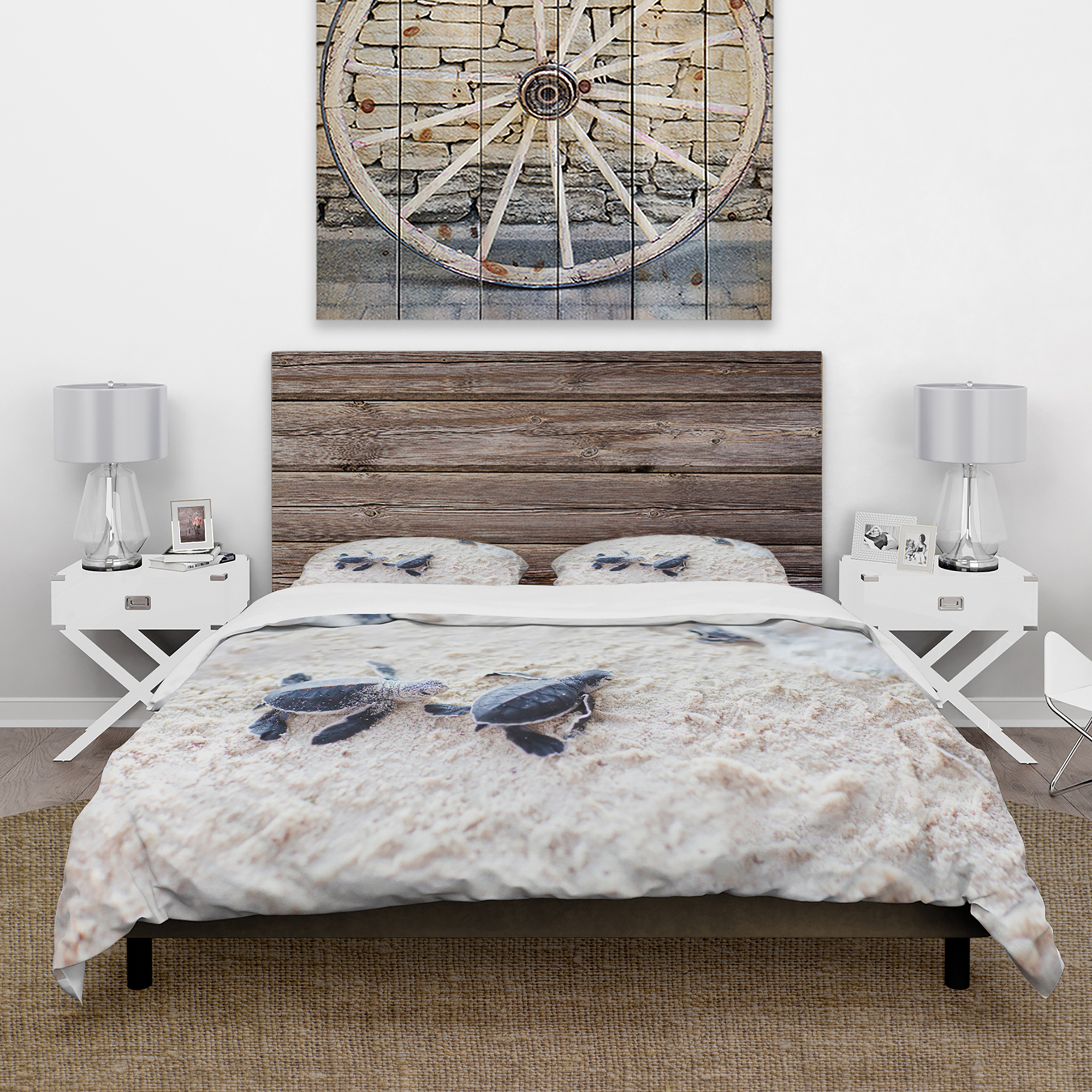Designart 'Baby Green Turtles on Sand' Animal Duvet Cover Set