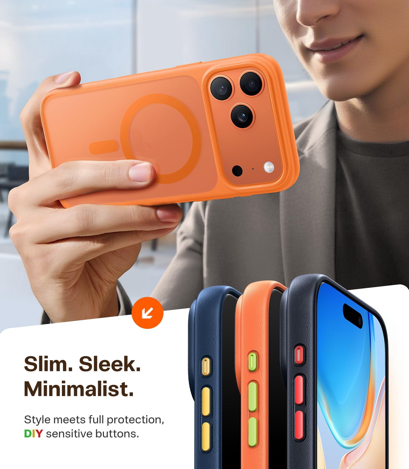 TORRAS Guardian Mag for iPhone 17 Pro Case, Stronger Magnetic & Shockproof,Fit for MagSafe, Military Grade Drop Protection, Camera Control, DIY Button,6.3″,Cosmic Orange