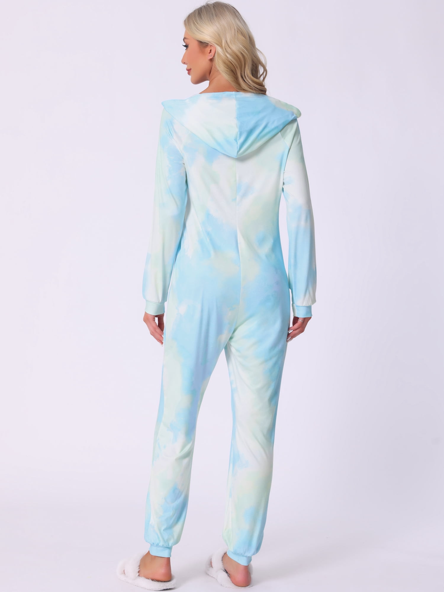 DARING DIVA Pajama Sets Tie Dye Union Suit Long Sleeve Jumpsuits 2XL Blue