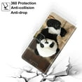 thumbnail image 6 of SaniMore Wallet Case for iPhone 14 Plus 6.7" 2022, PU Leather Color Painting Kickstand Wrist Strip Magnetic Clasp Cash Pocket Card Holders Shockproof Full Protective Case for iPhone 14 Plus, Panda, 6 of 9