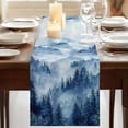 thumbnail image 3 of Table Runners 108 Inches Long Dress Scarves, Blue Mountain Farmhouse Coffee/Dining/Kitchen Table Runner for Living Room, Misty Forest Nature Woodland Pine Tree Landscape 13x108 Inch, 3 of 9