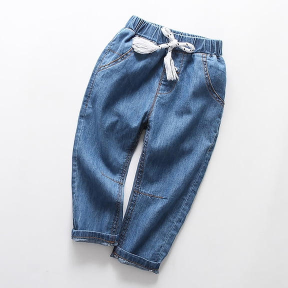 XXWXYD Toddler Boys Girls Baggy Jeans Drawst𝗋ing Harem Pants Pull On Denim Joggers Loose Elastic Waist Soft Stretc𝗁 Casual Playwear for Daily Activities