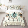 thumbnail image 2 of Manfei Triangle Aztec Kids Bedding Comforter Set 7 Pieces, Cartoon Hippie Cactus Full Bedding Set, Vintage Western Bohemian Reversible Fitted Sheet Flat Sheet, Microfiber Bedroom Decor, 2 of 7