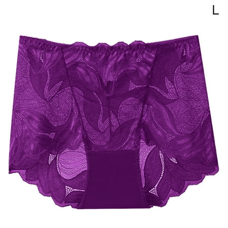 

ELENXS Panties Women Hollow Lace Mid-waist Breathable Briefs Underwear