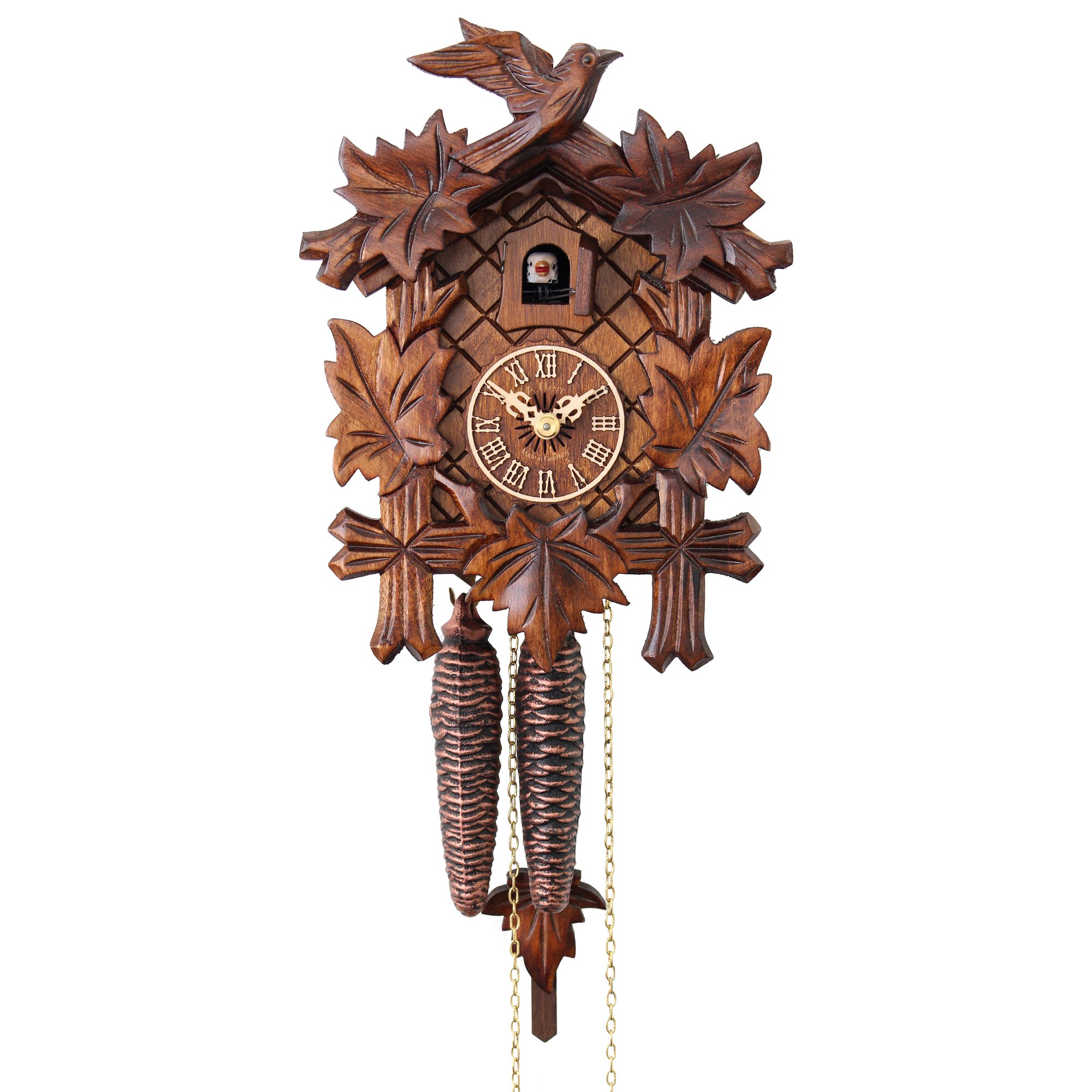 HerrZeit by Adolf Herr 6.69 Quartz Black Forest Indoor Cuckoo Clock, Pendulum Motion